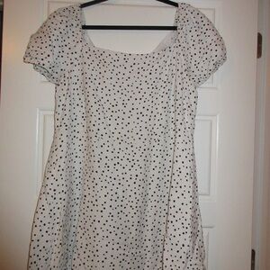 Loft plus White Polka Dot Dress